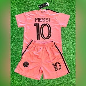 Toddler MESSI Pink Soccer Jersey 3T 4T 5T 6T Boys Home Uniform 2 PIECE SET NWT